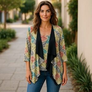 For Cynthia Floral Open-Front Cardigan Sweater Set tank top Cardigan PL